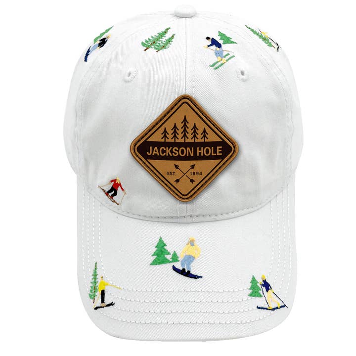 Jackson Hole Skiing Broderet Baseballkasket – Wyoming Mountain Adventure Bomuldstwill Hat for engroshandel hos Northern Icons Creations INC