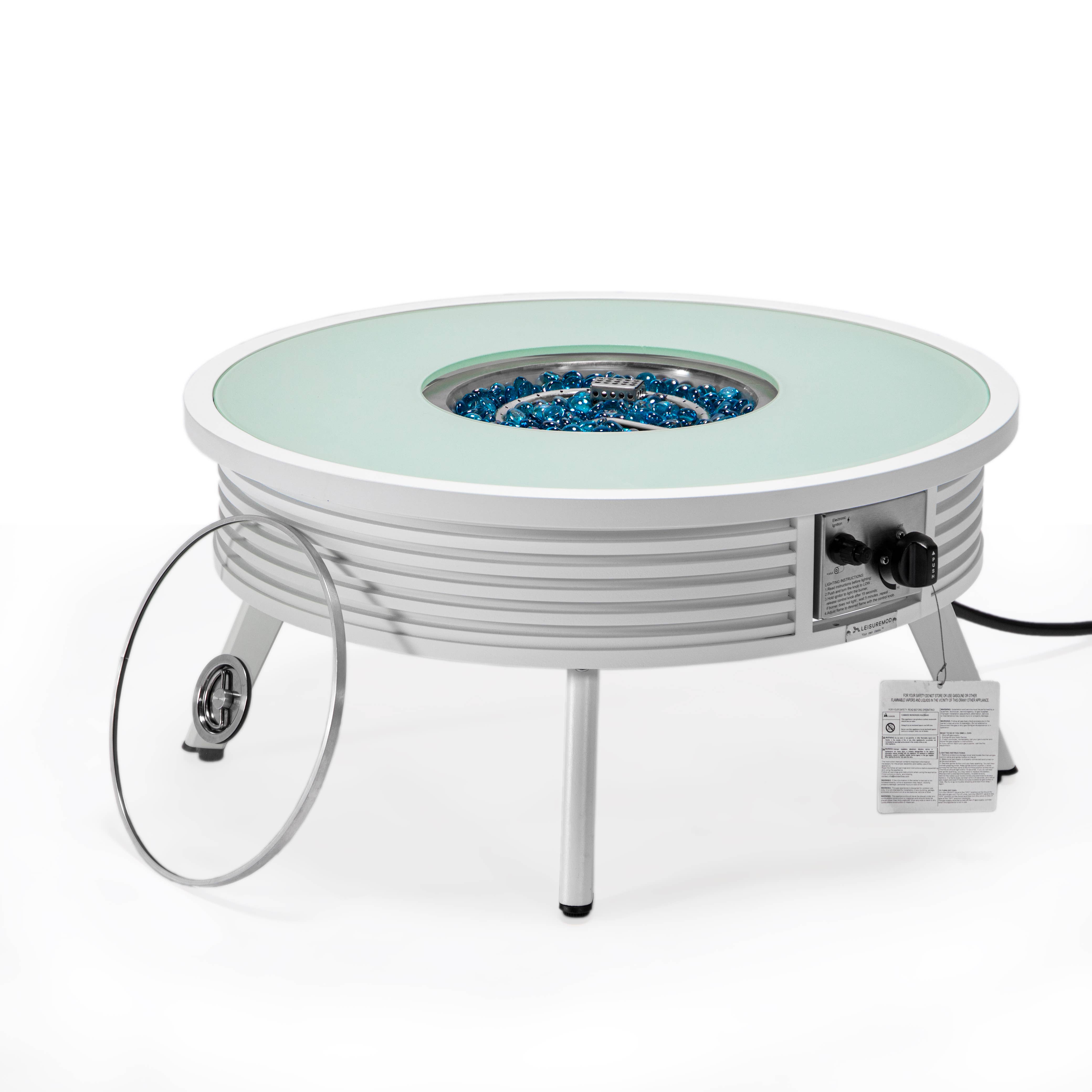 LeisureMod - Wholesale Fire Pit - Walbrooke Aluminum Propane Round Outdoor Fire Pit Table24