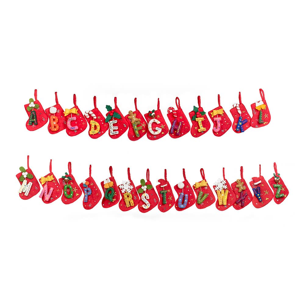 Felt So Good - Wholesale Holiday Stocking - Handmade Felt Mini Alphabet Stockings - INDIVIDUAL LETTERS2