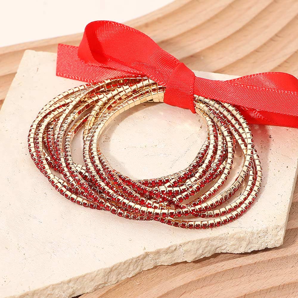 Sensibling Corp. – Großhandel Schmucksets – 12 Stück - Band Schlank Strass Stretch Mehrschichtiges Armband7