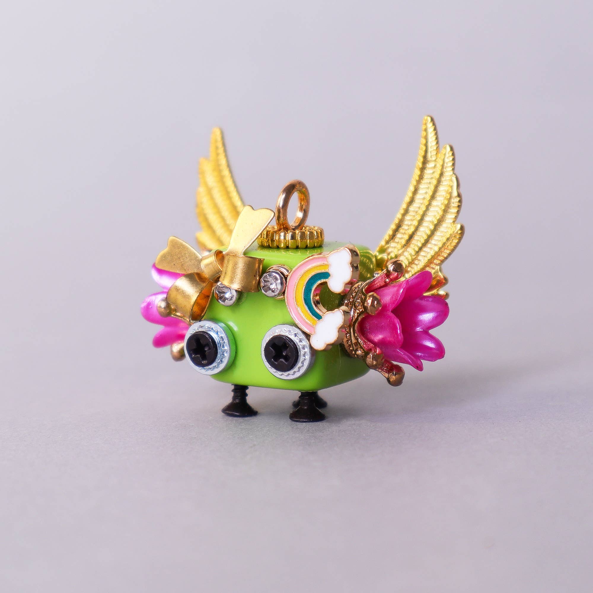 Kitsville - Wholesale Keychain - Unisex - Handcrafted Wooden Bot Necklace, Keychain, or Mini Decor2