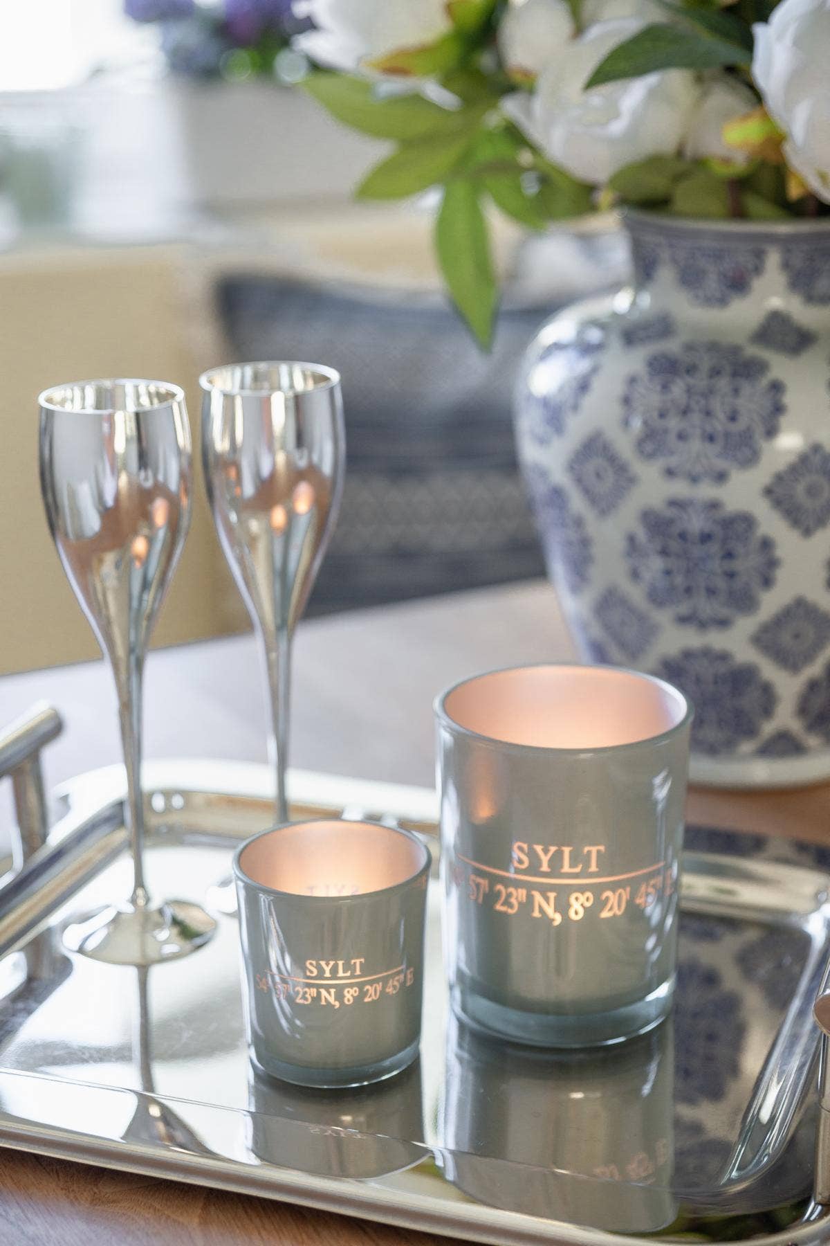 EDZARD – Engroshandel Lyseholder – Sæt med 2 grå fyrfadsglas Sylt (højde 8 cm, Ø 7,5 cm)4