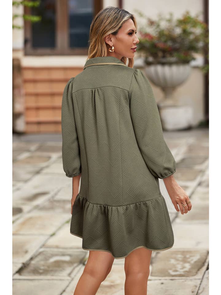 Little Daisy Closet - Wholesale Dress - Women's - LDC Quarter Zip Collar Bracelet Sleeve Textured Mini Dress1