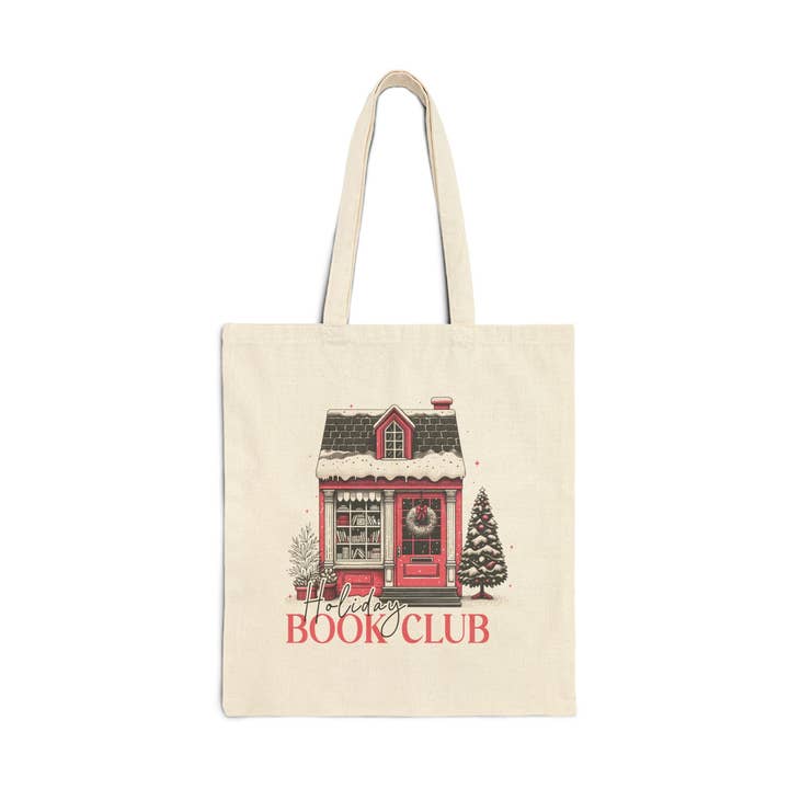 Holiday Book Club Tote Bag for wholesale by Merry May