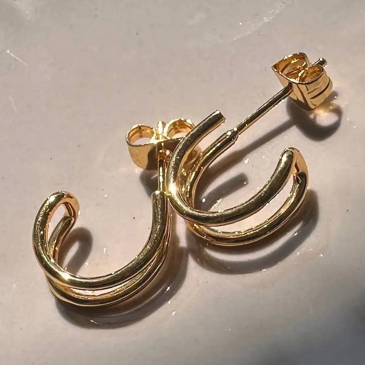 Double Hoop Earrings - Faux Second Piercing for wholesale by Honeycat Jewelry