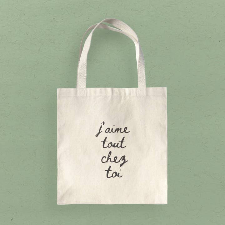 Tout sur toi J'aime tout chez toi - Sac fourre-tout en toile pour la vente par Boheme Bliss