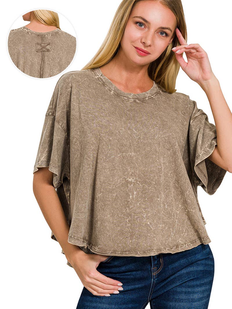 42POPS – wholesale T-shirt – women's – "._ SI-25351 Vintage Washed Short Sleeve Top As shown7