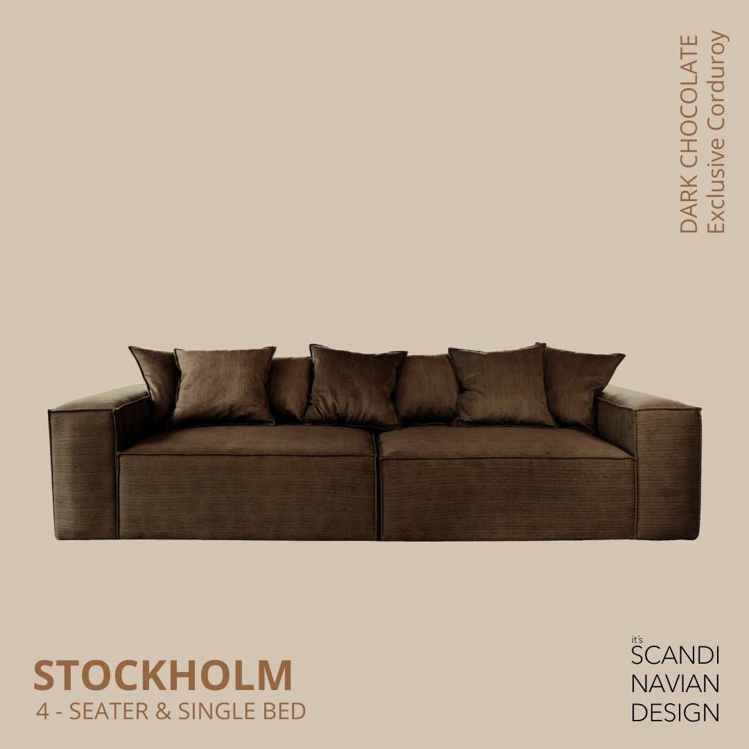 Stockholm 4-seater sofa/single bed Exclusive Corduroy Dark Chocolate removable & washable cover for wholesale on Faire11