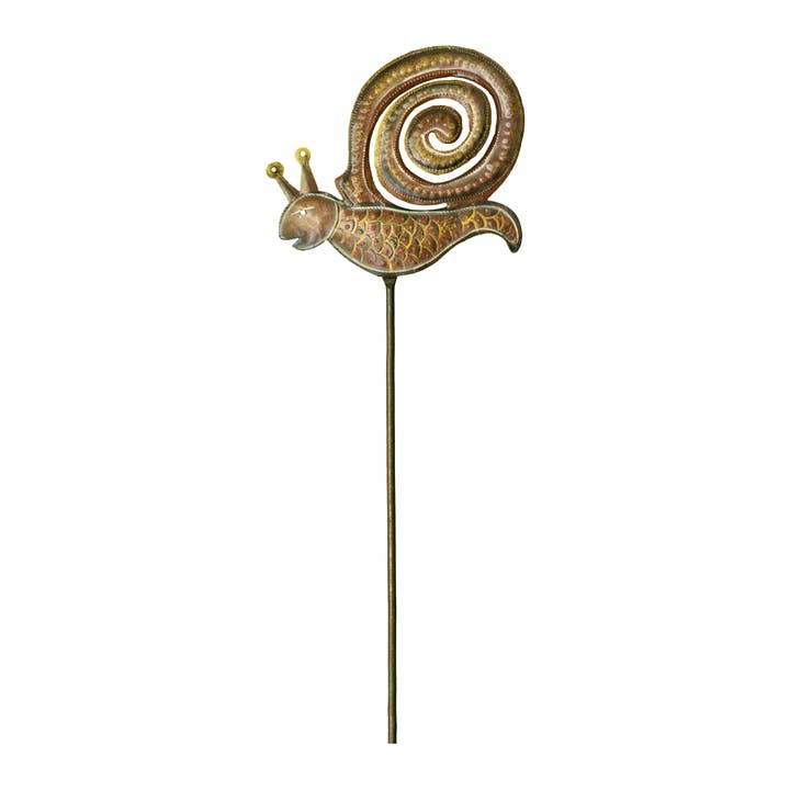 Painted Snail with Stake for wholesale by Le Primitif Galleries