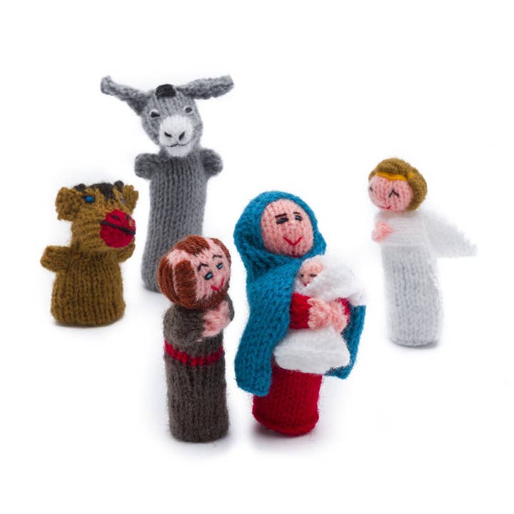 Christmas set of 5 finger puppets for wholesale by Titicaca