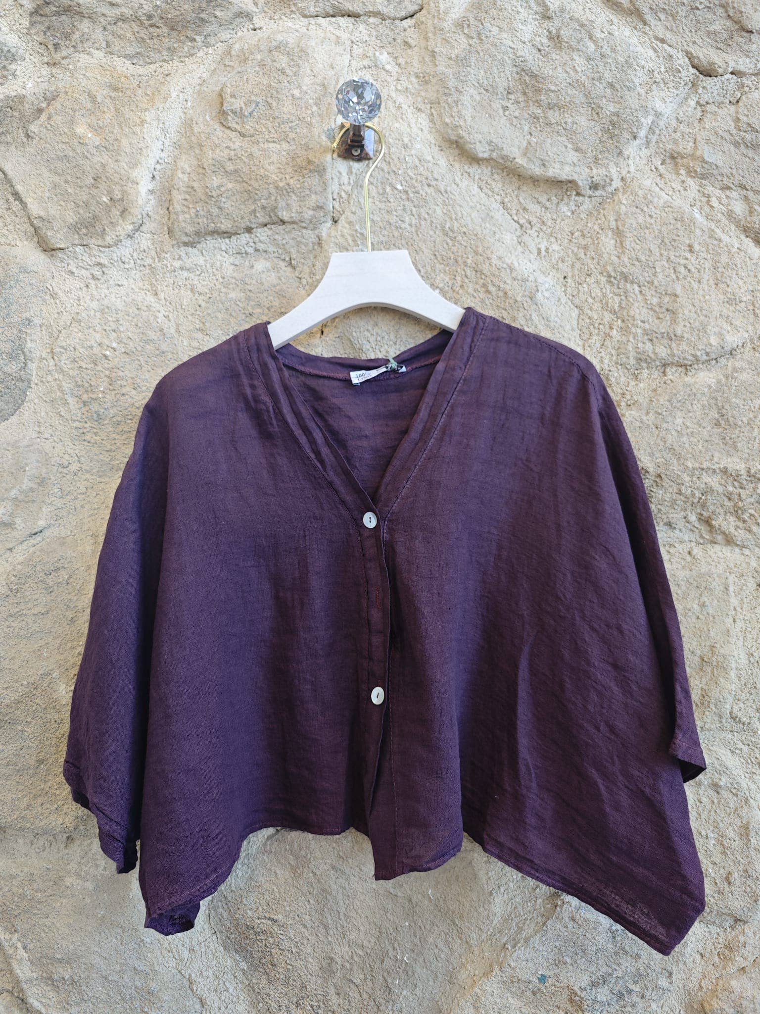 Linen & More - Wholesale Blouse - Dames - Kortelastische blouse met korte mouwen van 100% linnen13