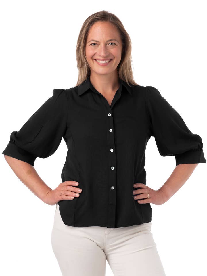 Luciella FB264 - Chemise Élégante Classique Noire pour Femme pour la vente par Franchetti Bond