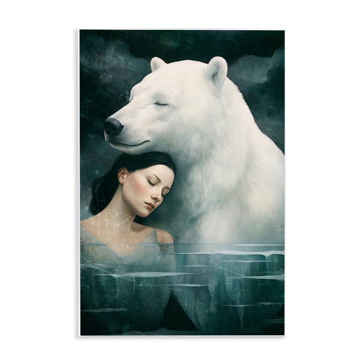 Polar Bear & Woman - Unframed Wall Art and other Purchase Wholesale polar kühlschrank. Free Returns & Net 60 Terms on Faire trending on Faire.