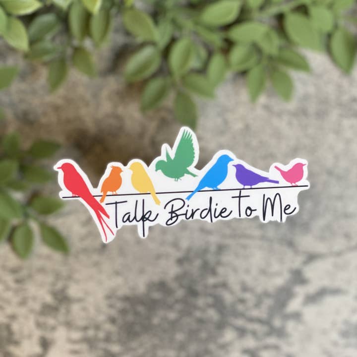 Talk Birdie to Me Vinyl Sticker 5-pack for wholesale by Beautiful Mind Design
