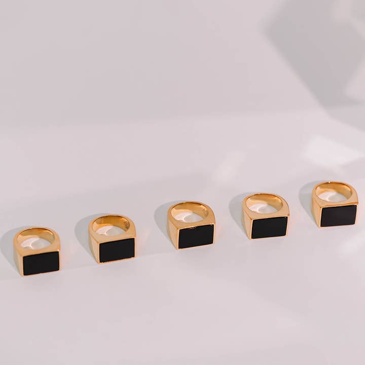 Middle Finger - Wholesale Signet Ring - STONE SIGNET IN JET0