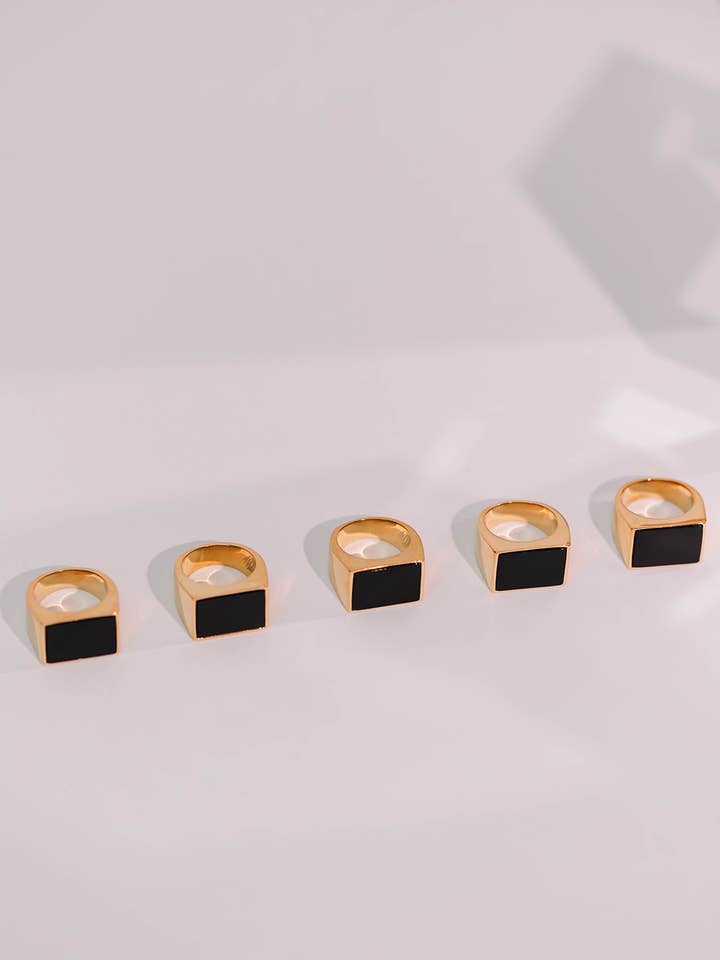 STONE SIGNET IN JET for wholesale by Middle Finger