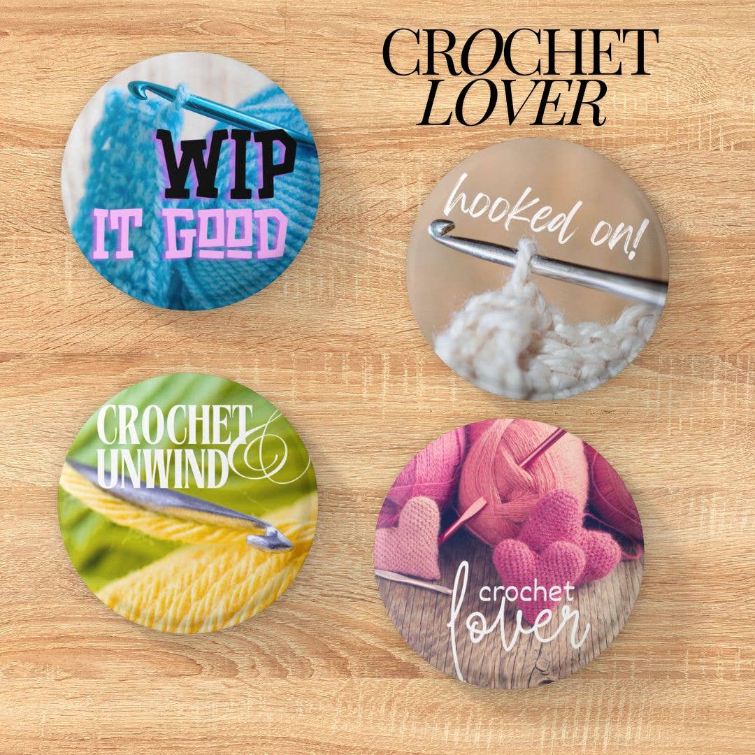 Anna B. Shop - Vente Épinglettes/boutons - Ensembles d'insignes et d'aimants en laine, crochet et épingles0
