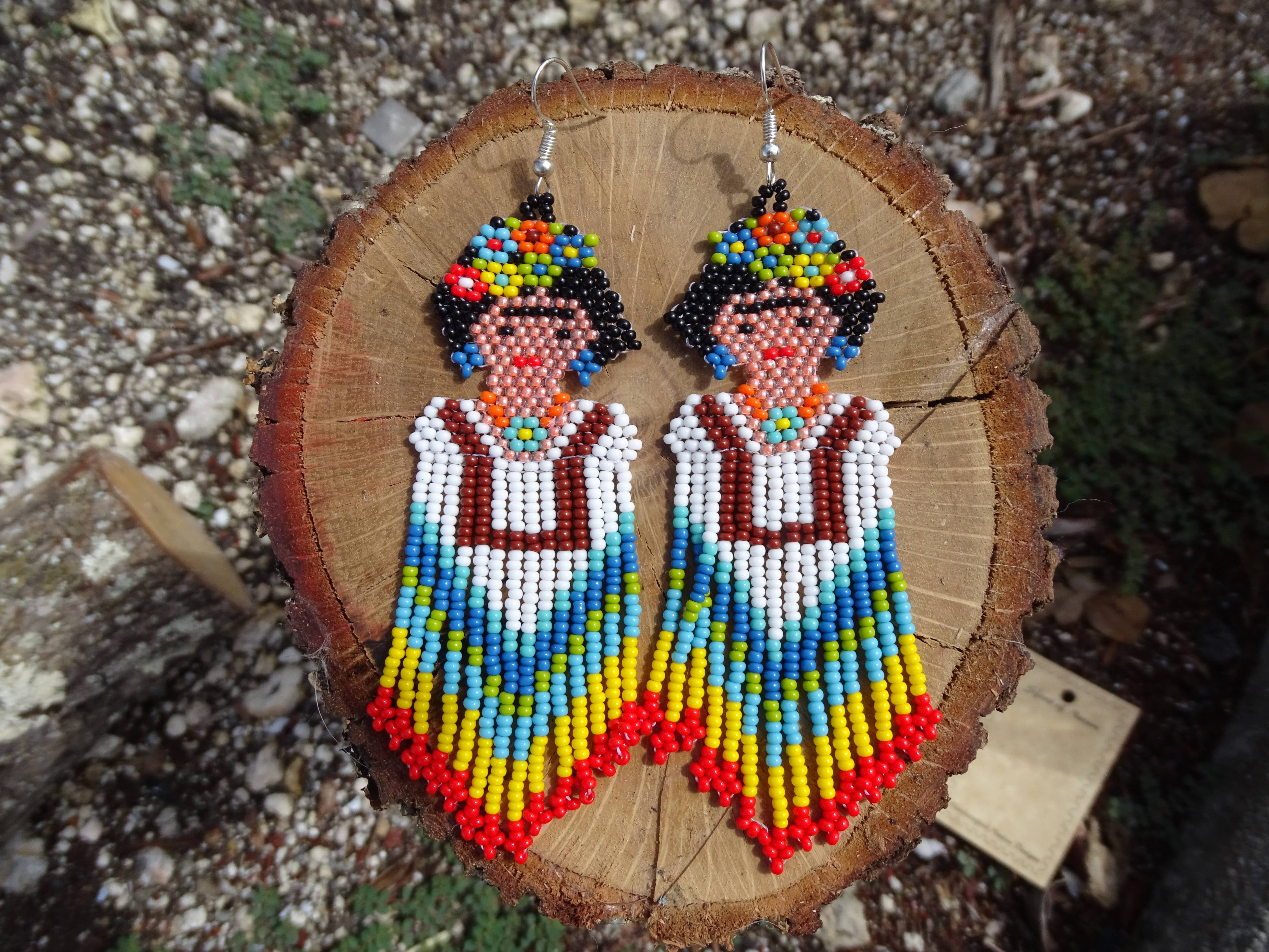 Pichincha - Wholesale Dangle Earrings - Extra Large Seed Bead Frida Inspired Long Dangle Earrings1