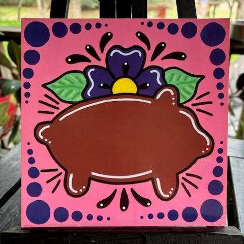 8x8 Marranito Pan Dulce pink print for wholesale by Karen’s Cositas