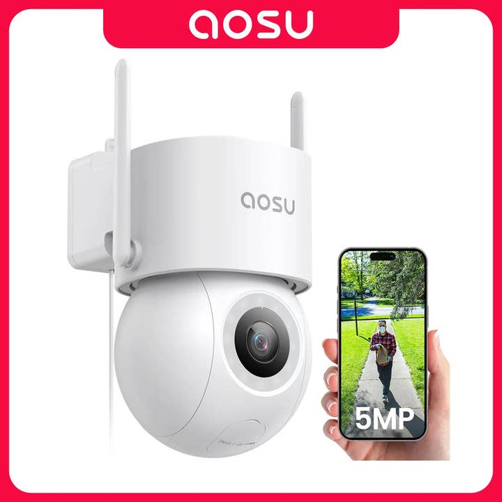 AOSU 5MP WiFi Camera Outdoor 360° View PTZ Smart Security Camera Auto Tracking 2-way Audio Wireless CCTV Camera Support Alex for wholesale by American Smart