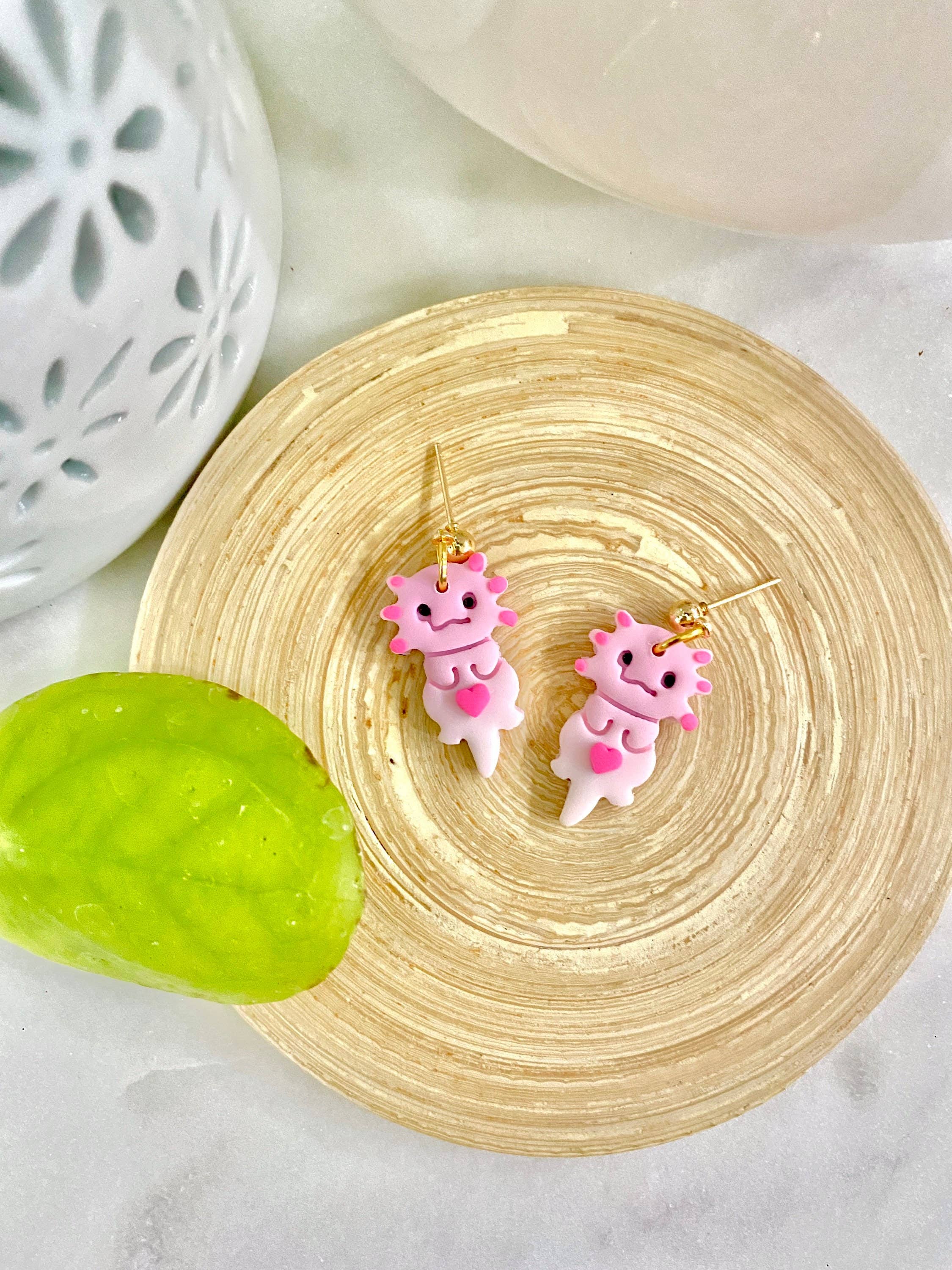 Eflie - Vendita all'ingrosso Orecchini pendenti - Simpatici orecchini pendenti in argilla Axolotl fatti a mano1