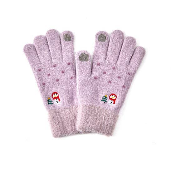 Dipped Shop - Wholesale Gloves - Women's - Cute Embroideries Padded Knit Gloves DPG26132