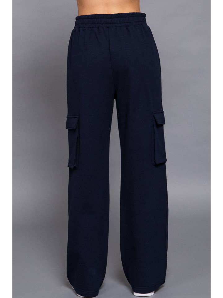 Active Basic | Active USA - Wholesale Pants - Women's - Waist Band Inner Fleece French Terry Cargo Long Pants