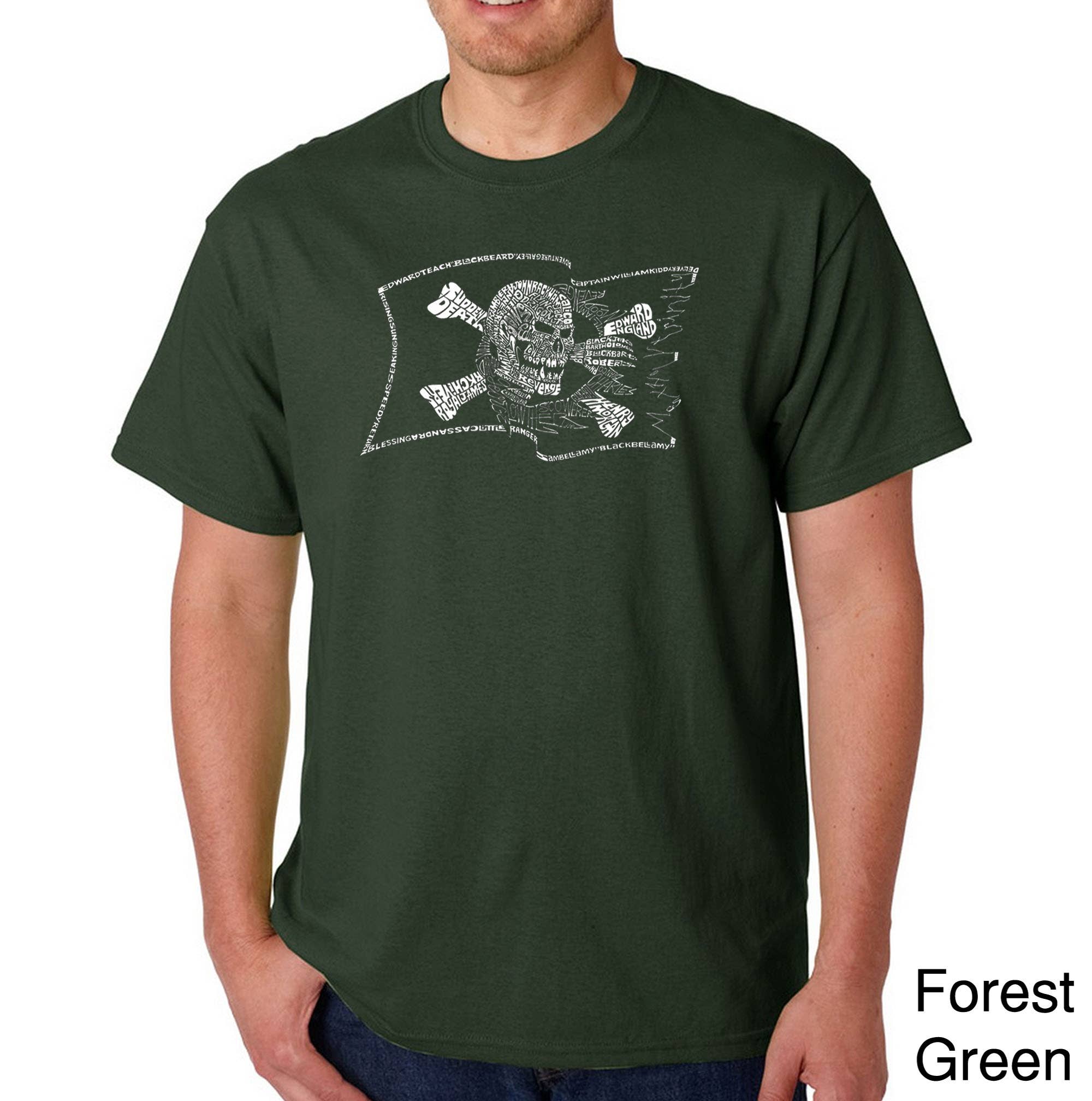 LA Pop Art - Wholesale Screen Printed T-Shirt - Men's - LA Pop Art Men's Word Art T-shirt - PIRATE FLAG3