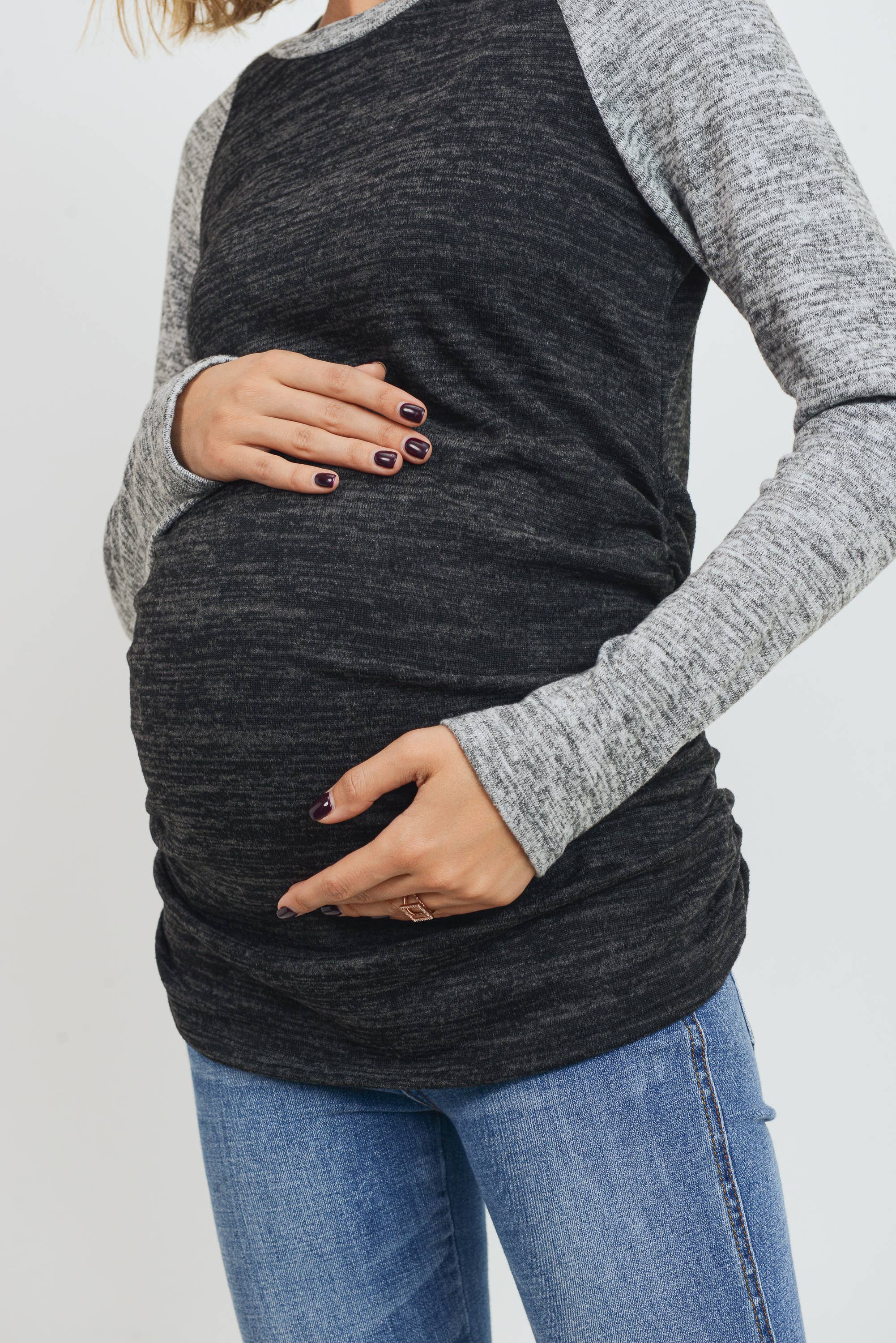 Hello Miz - Venta al por mayor Camiseta corta - Jersey color block jersey tejido maternidad21