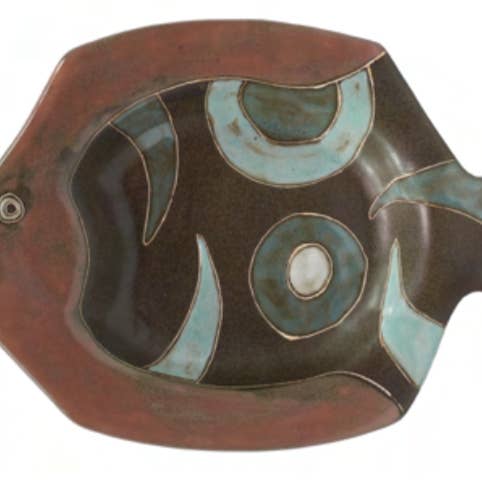 Piatti a forma di pesce in gres Mara, misura media per la vendita all'ingrosso da parte di Galleyware