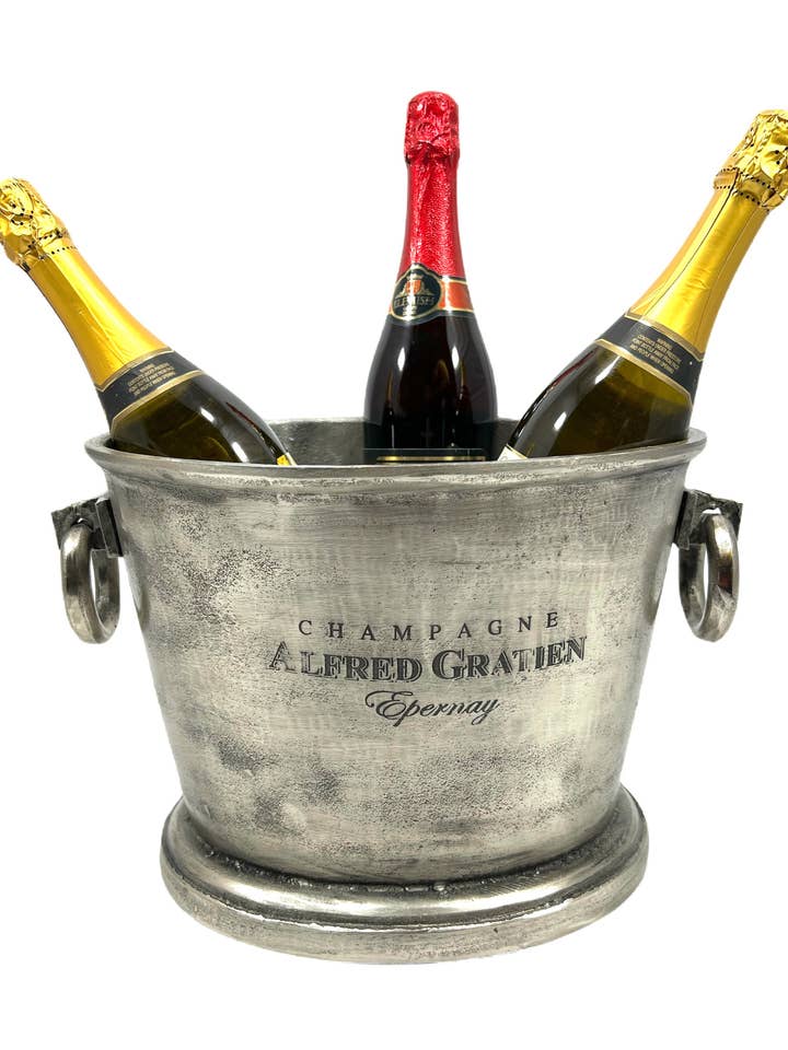 Alfred Gratien NICKEL Vintage Champagne Bucket Oval Cooler for wholesale by DDecorStore