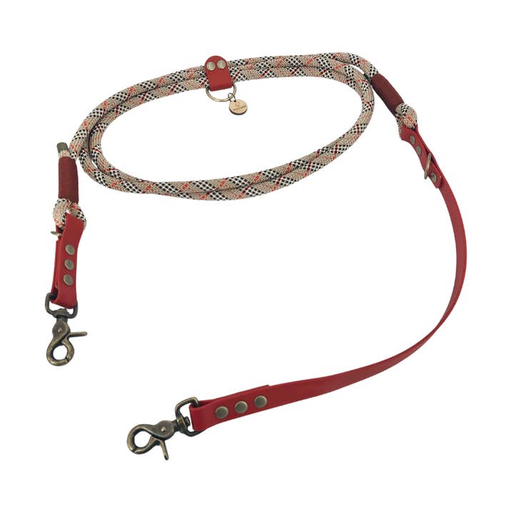Leave MULTIPOSITION tartan paracord / red biothane for wholesale by KITSUNE.DOG
