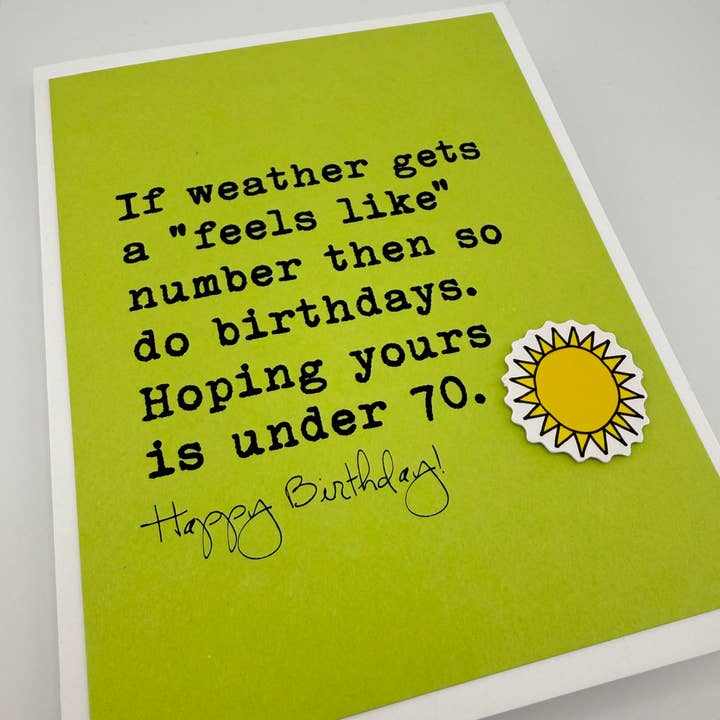 Wetter fühlt sich an wie eine Geburtstagskarte mit Zahlen für den Großhandel von Muddy Mouth Cards