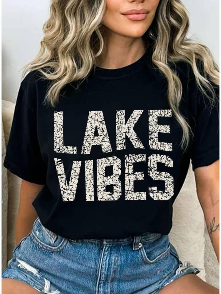 Rustee Clothing - Wholesale Screen Printed T-Shirt - Women's - LAKE VIBES GRAPHIC TSHIRTS