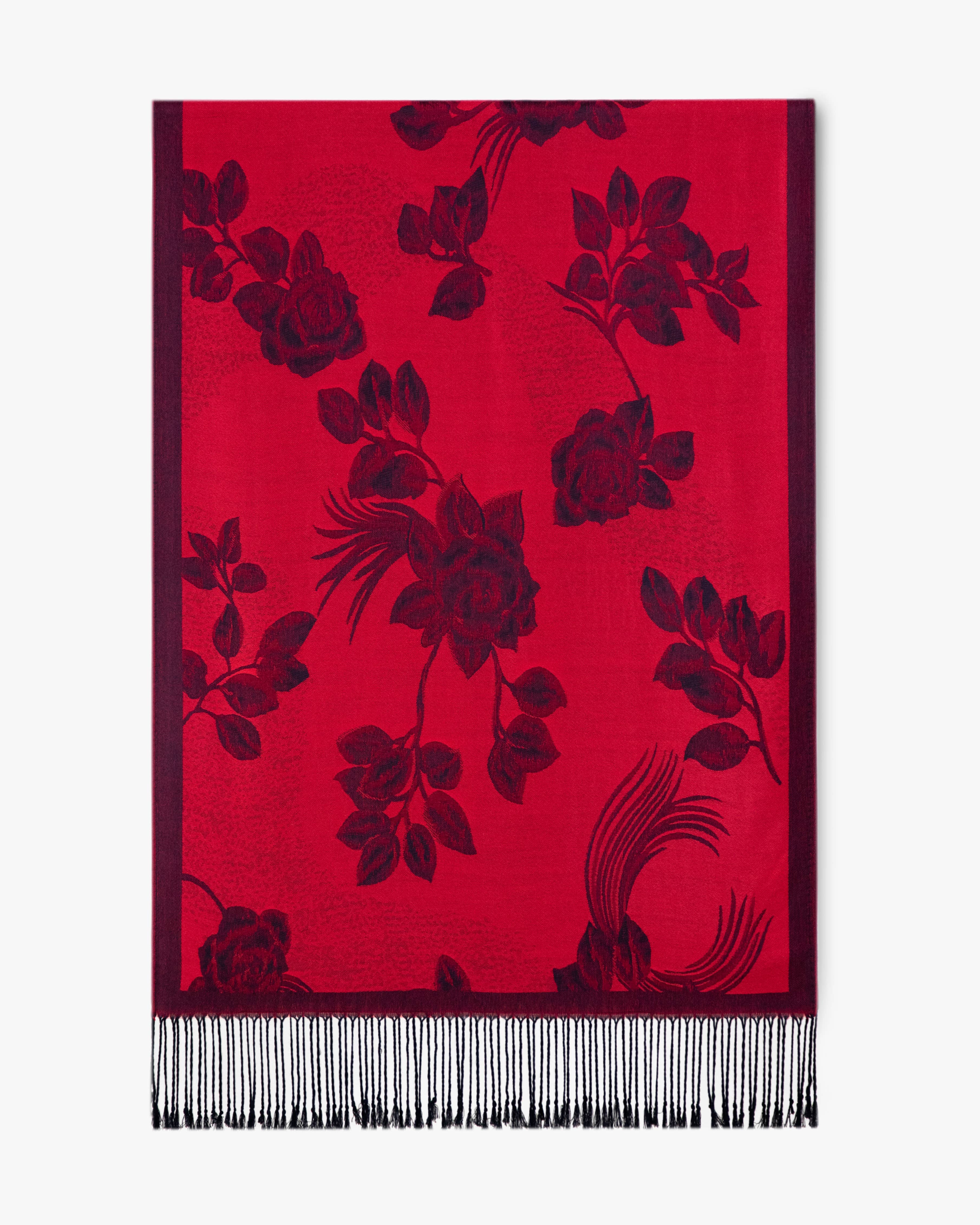 Original USA - Vente Écharpe – femme - Pashmina à bordure solide avec roses1