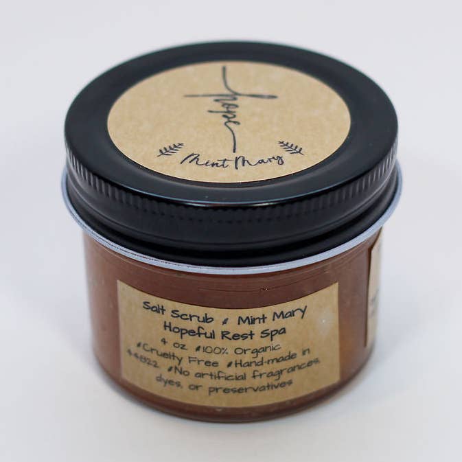 Mint Mary Salt Scrub with Spearmint & Rosemary for wholesale by Hopeful Rest Spa