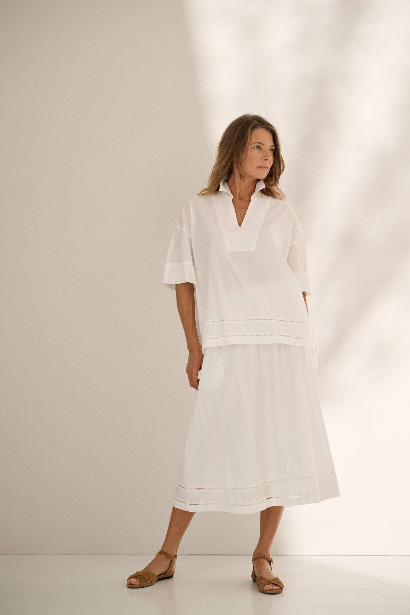 wit Brill rok van poplin - wit voor groothandel op Faire5