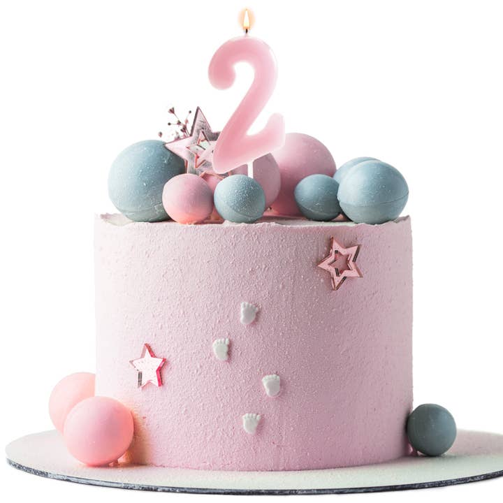 Birthday candle for decorating cakes, baby pink for wholesale on Faire9