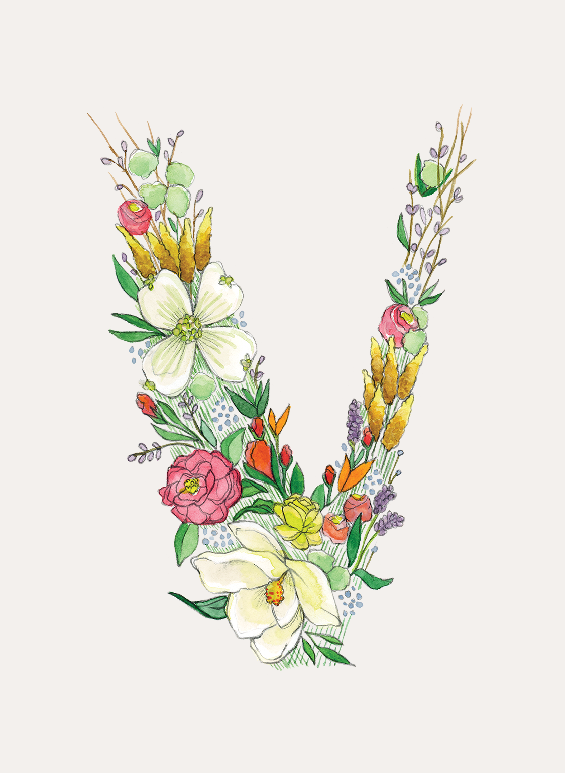 Hattie Darling - Wholesale Stationery/Notecard Set - Floral Monogram Stationery Set - 8 Folded Cards21