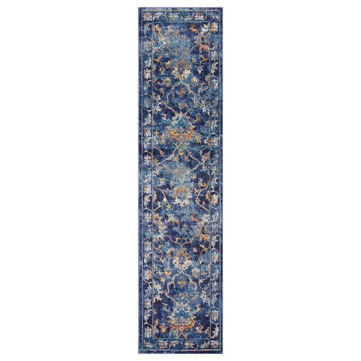 Blue Indigo Jacobean Area Rug for wholesale on Faire