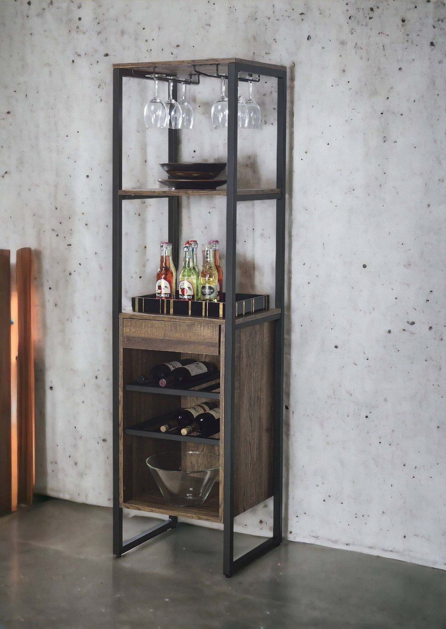 39F Inc. - Wholesale Wine Rack - Narik Weathered Oak Finish Wine Rack1