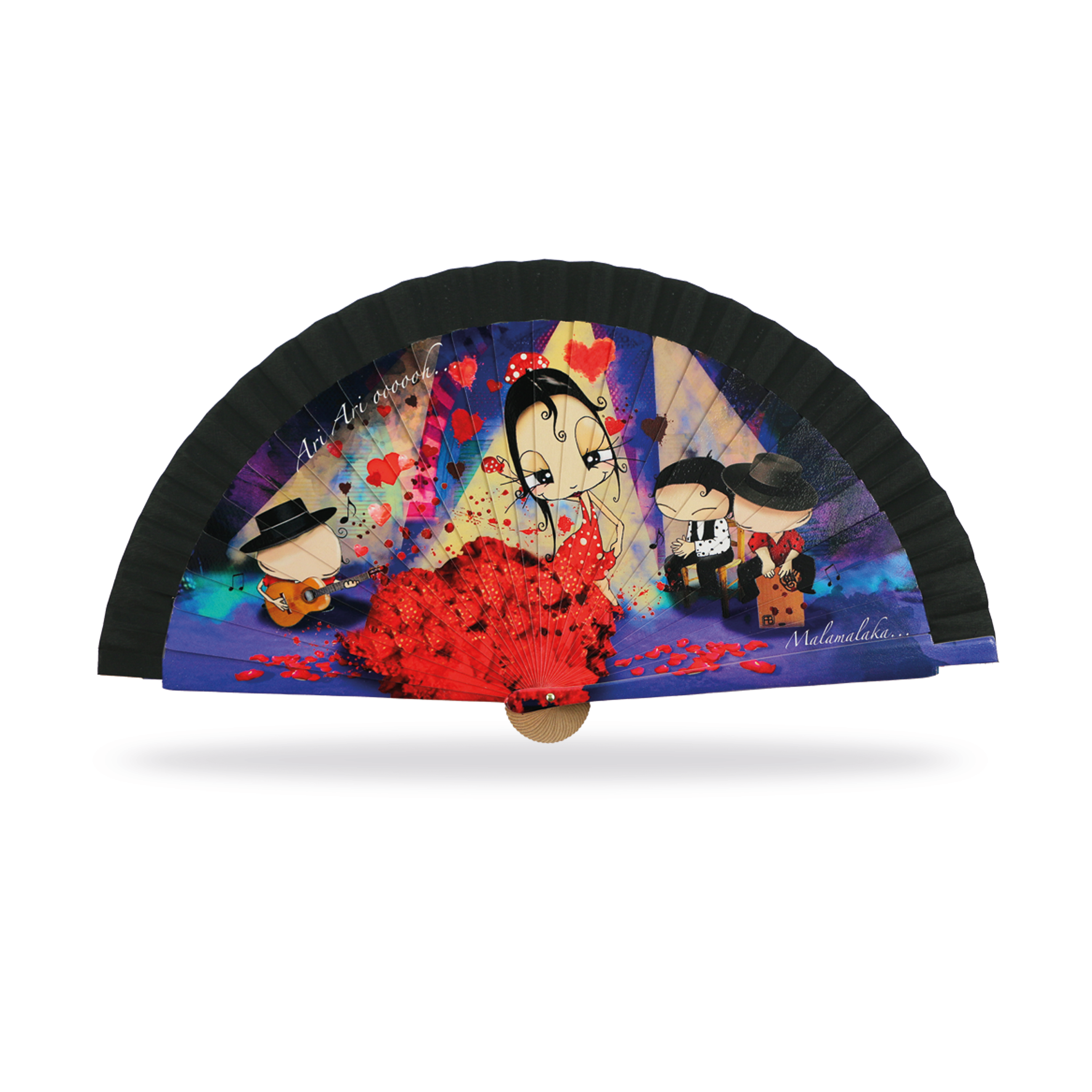 Cuatrogotas - Wholesale Party/Paper Folding Fan - Malamalaka Fan, made of natural FLAMENCA wood. Ref-M31021