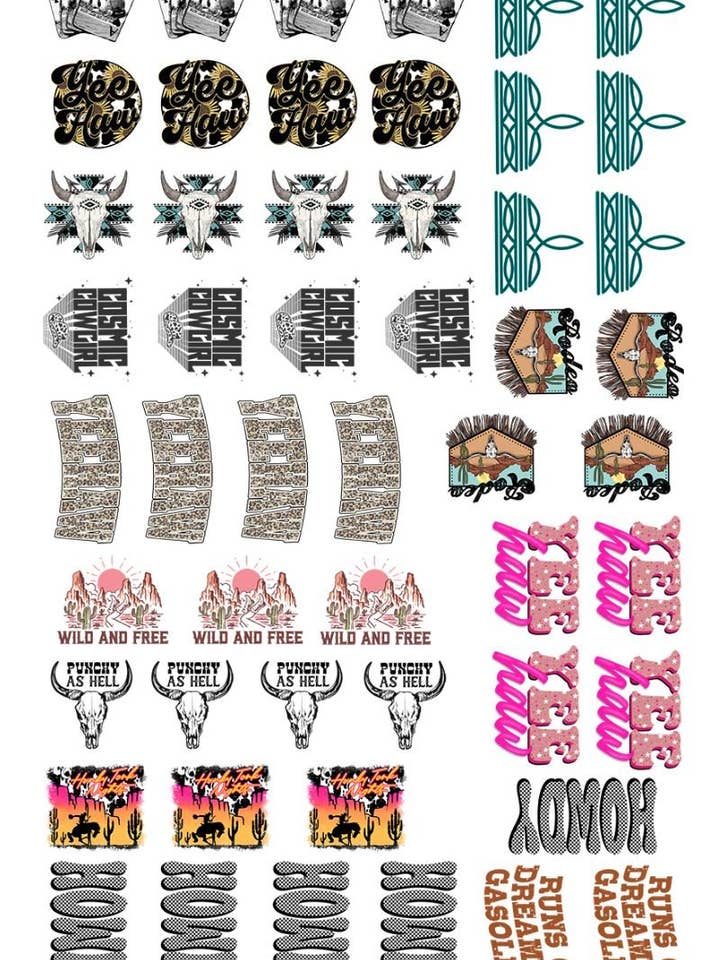 22 x 36 Western Version 2 Pre-Made Hat Gang Sheet for wholesale by Wholesale Accessory Market