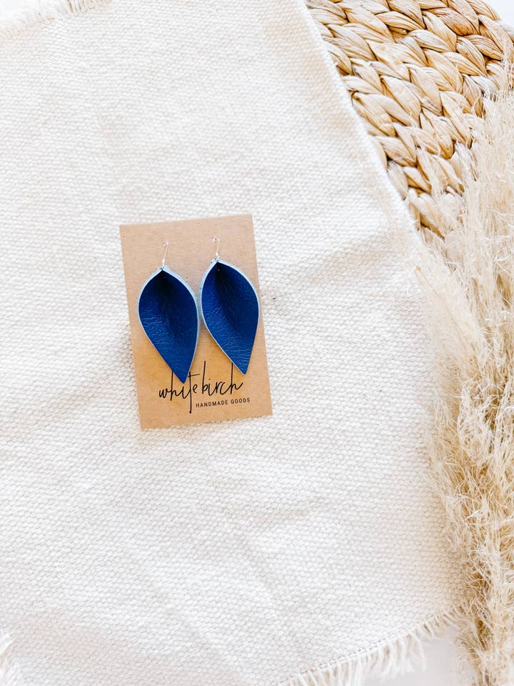 Brincos Folha Cobalt Pele Azul por atacado de Whitebirch Handmade Goods