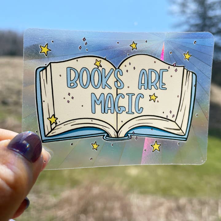 Books are Magic, rainbow window decal, window sun catcher for wholesale by The Peachy Polka Dot