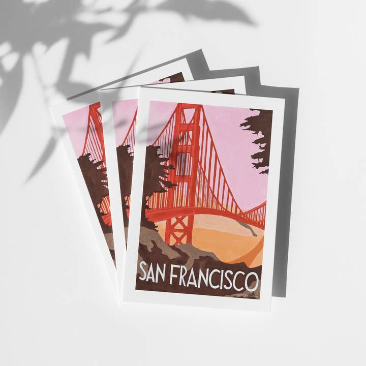 Golden Gate Travel Poster Greeting Card (Blank) for wholesale by By Aleisha