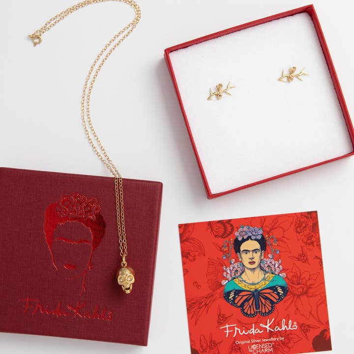 Conjunto de Joias Caveira Dourada Frida Kahlo por atacado de LICENSED TO CHARM
