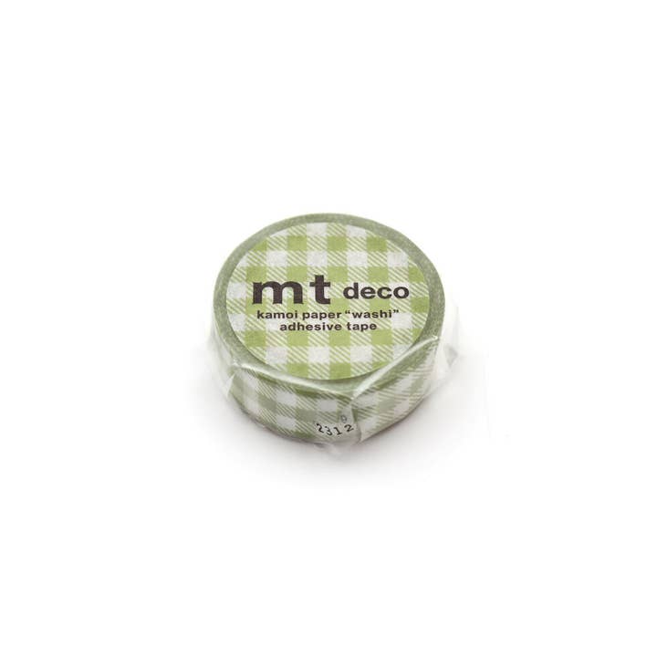 mt masking tape (Sweet Bella) - Wholesale Washi Tape - 15mm stripe checkered light moss green1