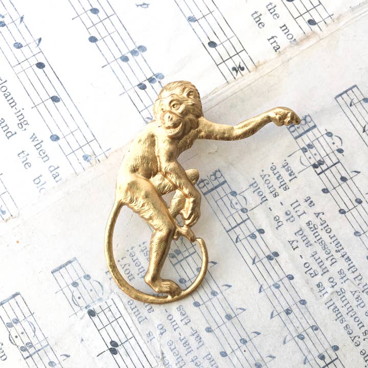 Red Truck Designs - Wholesale Brooch - Monkey Love Monkey Brooch Brass Monkey Funky Monkey Tie Tack