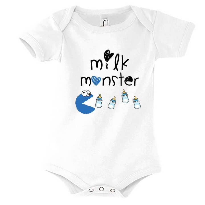 Body bébé Humour Milk Monster Macaron le glouton pour la vente par Planetee